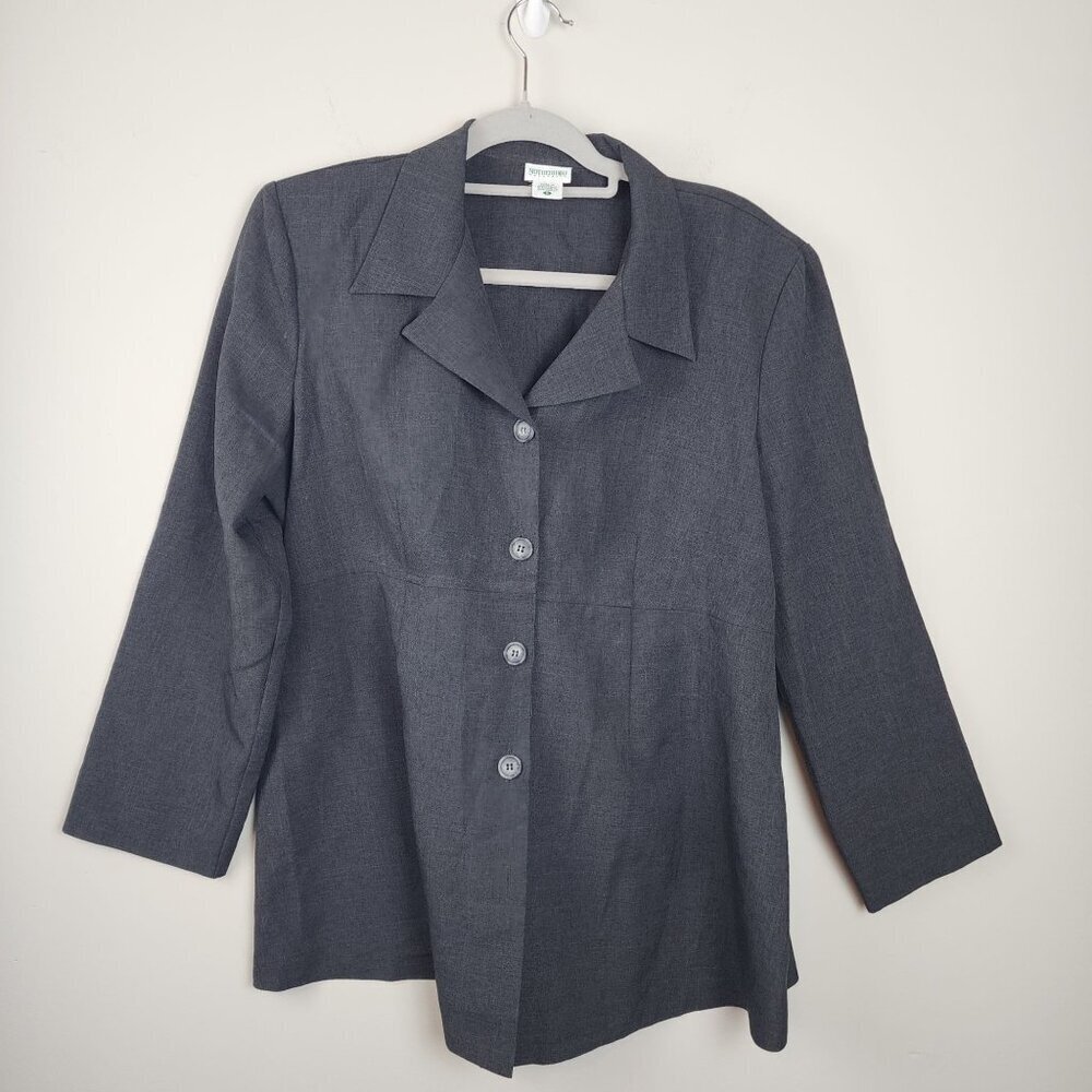 Motherhood Maternity lightweight jacket blazer  buttons   sz L gray Office